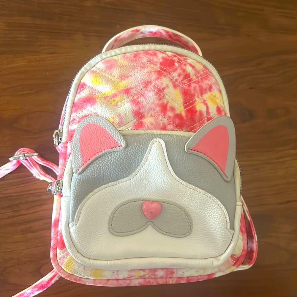 BETSEY JOHNSON YELLOW & PINK Tie-Dye Cat Mini Backpack